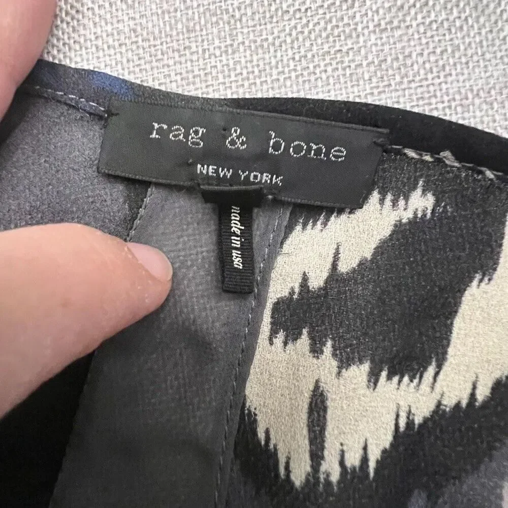 Rag & Bone XS Sheer Animal Print Hi-Low‎ Women's Top Blue Gray